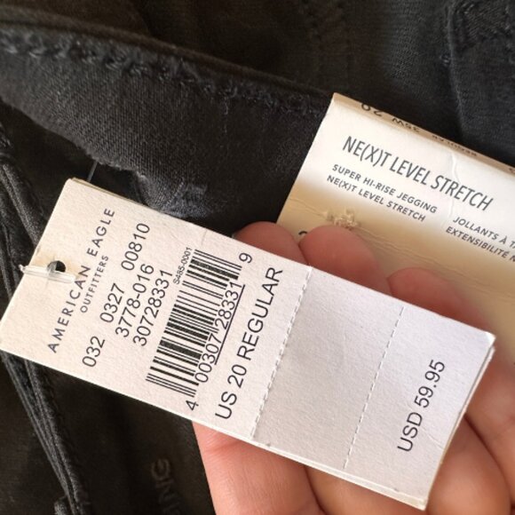 NEW American Eagle Next Level Super High-Waisted Jegging Size 20 Regular Black - Picture 5 of 7